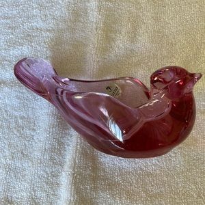 Fenton Glass Pink Bird Candleholder